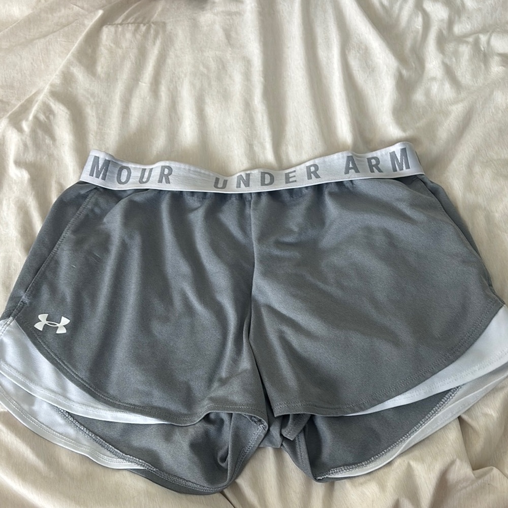 Under Armour Women's Silver and White Athletic Shorts